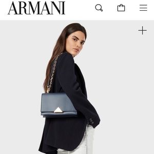 ARMANI Cross Body Purse in Black Leather